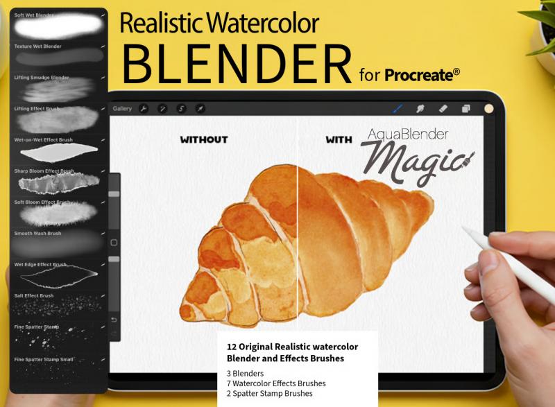 Watercolor Blending Brush Procreate AquaBlender Magic Blenders Effects